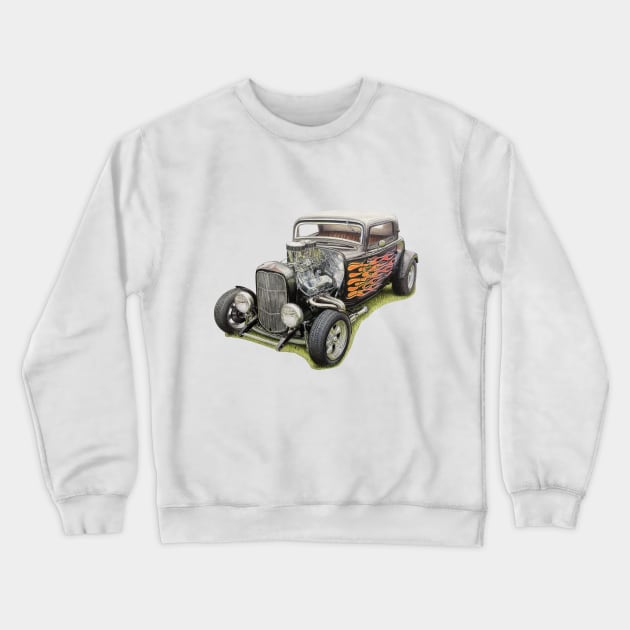 American Hot Rod Crewneck Sweatshirt by Sandra Warmerdam